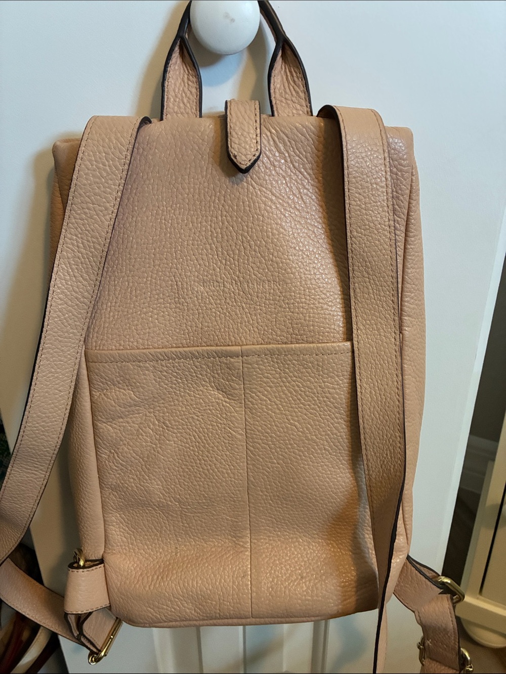 Aimee Kestenberg Blush Leather Pebbled Backpack with Gold Hardware - Picture 3 of 11